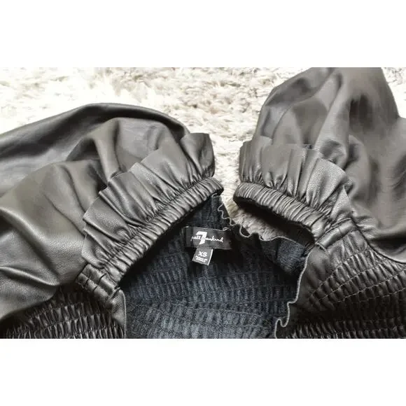 7 For All Mankind Black Shift Dress XS - Polyurethane Solid Square Neck - Picture 5 of 7